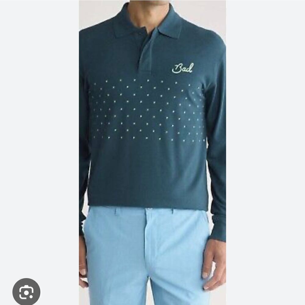 Bad Birdie Reflecting Pond Long Sleeve Golf Polo Shirt Men’s Large Green Modal